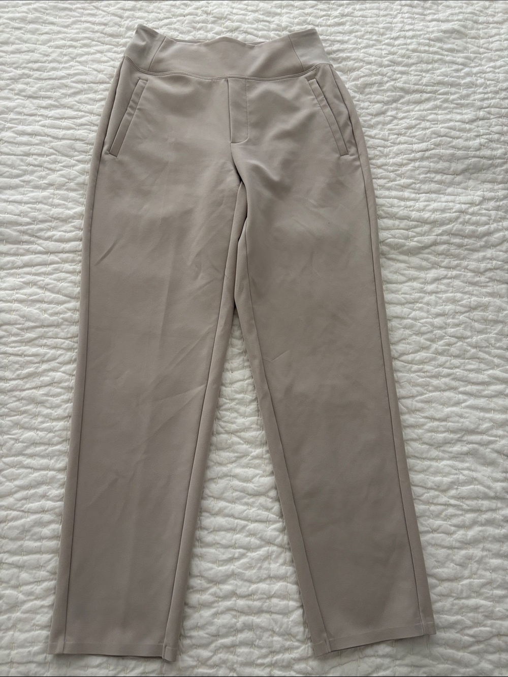 Athleta Women's Straight-Leg Trousers in Light Taupe